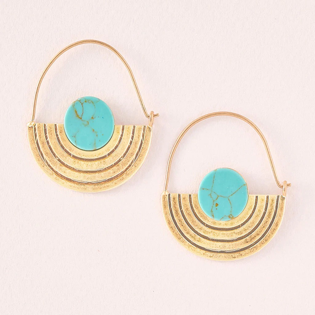 Stone Orbit Earrings Turquoise Gold