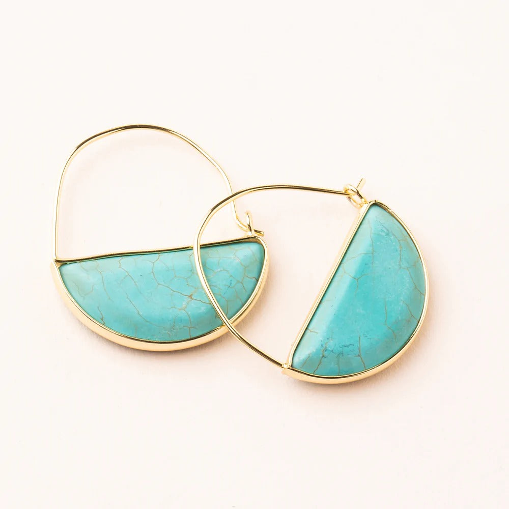 Stone Prism Hoop Turquoise Gold