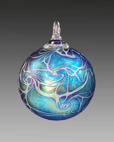 Round Ornament Marble Cobalt